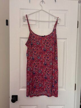 Pink Floral Slip Dress / Babydoll Dress – Lightweight & Flowy (Large)